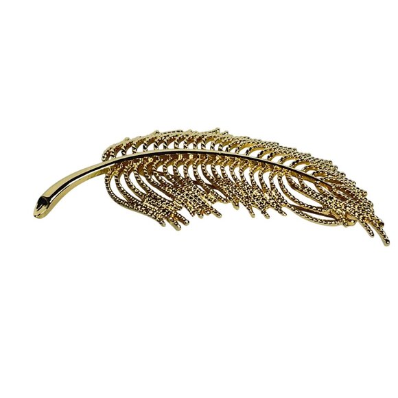 Vintage Monet Gold Tone Feather Brooch (6071) - Picture 4 of 6